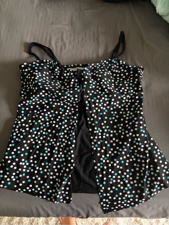 croft & barrow Other - croft & barrow Black Tankini Swim Coverup with Teal and White Polka Dots